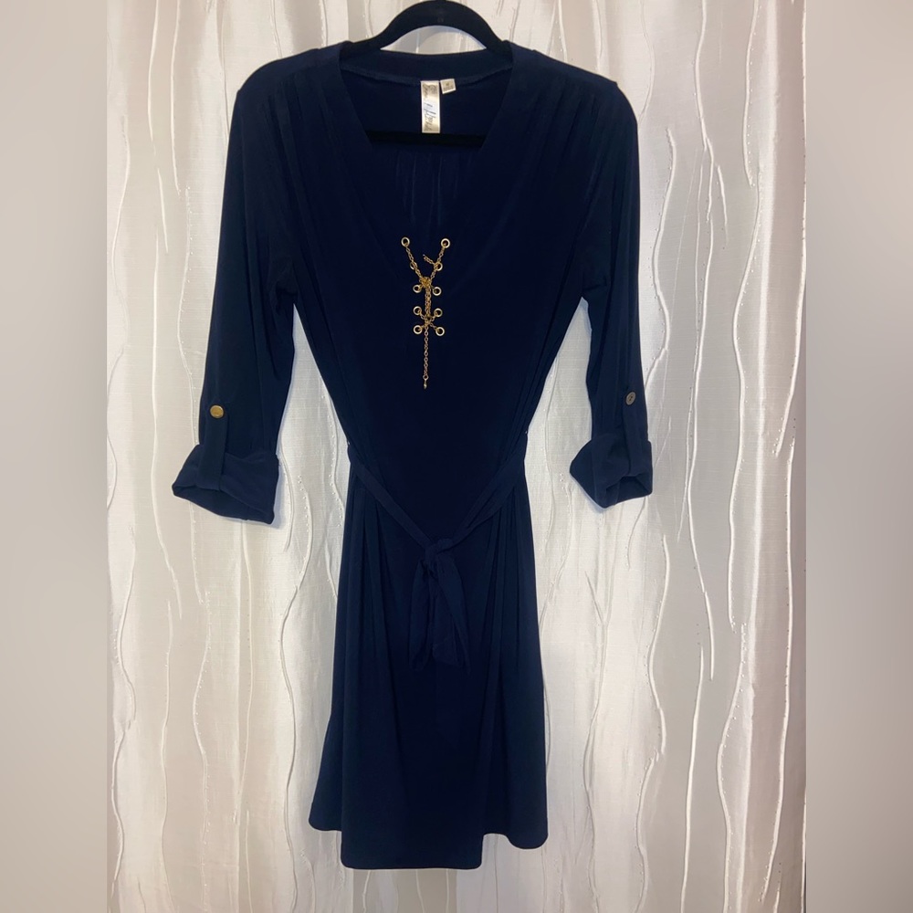Navy stretch knit dress, Sz M